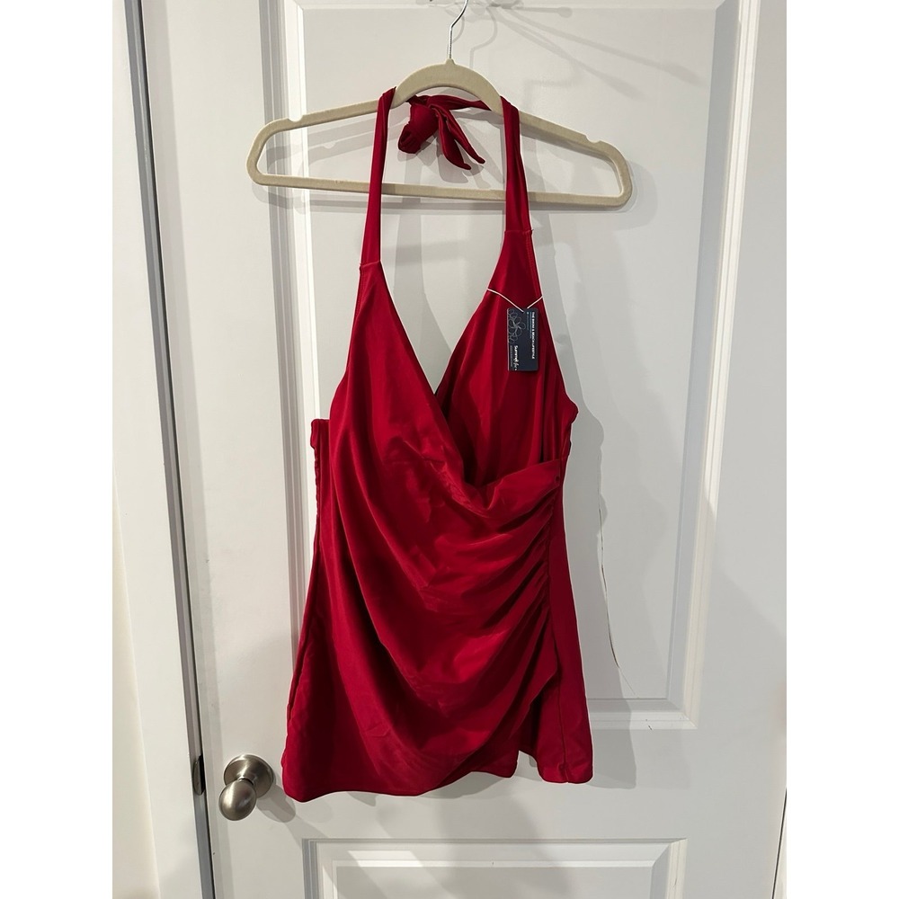 NEW Summer Mac One Piece Swimsuit Red Size M Halter